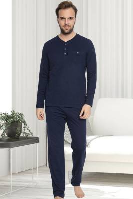 Erse - %100 Pamuklu Düz Renk Uzun Kollu Penye Süprem Alt Üst Pijama Takım (1)