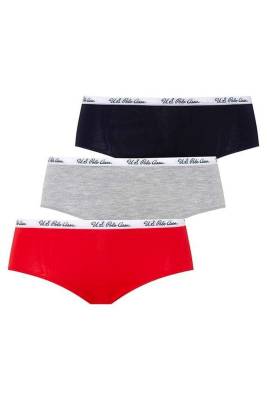 U.S. Polo Assn. - 3'lü Pakette Düşük Bel Kadın Mini Boxer (1)