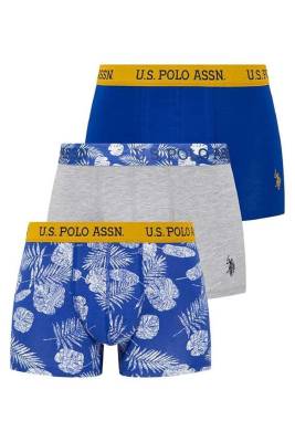 U.S. Polo Assn. - 3'lü Pamuklu ve Likralı Karışık Renk Erkek Boxer (1)