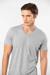 Cacharel V Yaka T-shirt ve Cepli Bermuda Şort Takım, %50 Pamuk %50 Modal - Thumbnail