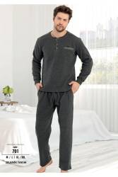 Erkek Selanik Dokuma Kışlık Pijama Takım, %100 Pamuk - Thumbnail