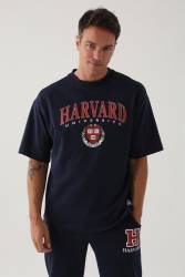 Harvard University Lisanslı Erkek Oversize T-Shirt, Oversize T-Shirt - Thumbnail