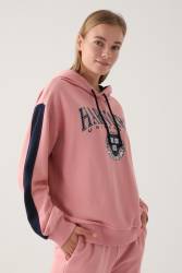 Harvard University Lisanslı Oversize Kapşonlu Sweatshirt, 3 İplik Dokuma Şardonlu Kışlık Sweatshirt - Thumbnail