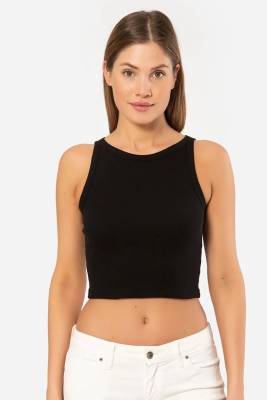 Türen - Kadın %95 Pamuk, %5 Elastan Fitilli Crop T-shirt (1)