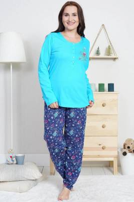 Espuar - Kadın Büyük Beden Düğmeli Rahat Kesim Pijama Takımı Xl-4xl (1)