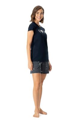 U.S. Polo Assn. - U.S. Polo Assn. %100 Pamuk Kadın T-shirt Şort Takım (1)
