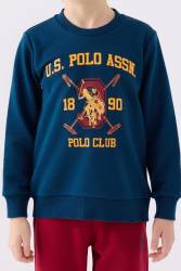 U.S. Polo Assn. 3 İplik Şardonlu Erkek Çocuk Pijama Takım - Thumbnail