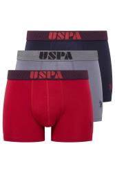 U.S. Polo Assn. Bordo Lacivert Antrasit 3'lü Modal Erkek Boxer, %47 modal %47 pamuk %6 likra - Thumbnail