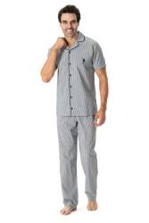 U.s. Polo Assn. Erkek Düğmeli Pijama Takım, %65 pamuk %35 viskon - Thumbnail