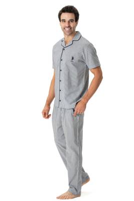 U.S. Polo Assn. - U.s. Polo Assn. Erkek Düğmeli Pijama Takım, %65 pamuk %35 viskon (1)