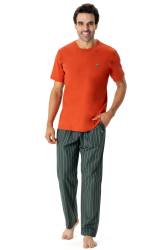 U.S. Polo Assn. Erkek Pijama Takım, Alt Çizgili Üst Düz Renk - Thumbnail