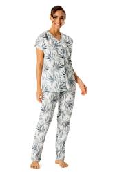 U.S. Polo Assn. Kadın Boydan Düğmeli %100 Pamuklu Pijama Takım - Thumbnail