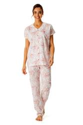 U.S. Polo Assn. Kadın Boydan Düğmeli %100 Pamuklu Pijama Takım - Thumbnail