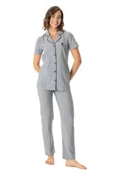 U.S. Polo Assn. Kadın Kısakol Gömlek Pijama Takım, Viskon Kumaş - Thumbnail