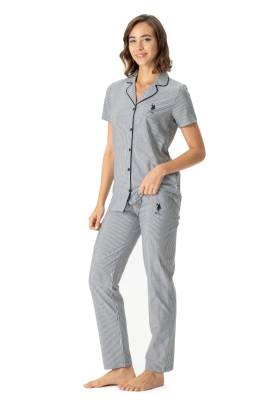 U.S. Polo Assn. - U.S. Polo Assn. Kadın Kısakol Gömlek Pijama Takım, Viskon Kumaş (1)